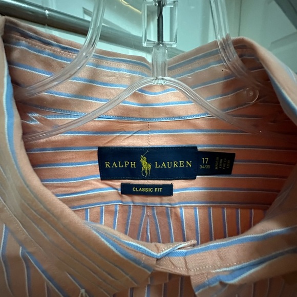 Ralph Lauren Men’s Button Down Classic Fit Shirt Peach 17 34-35 - Picture 2 of 4